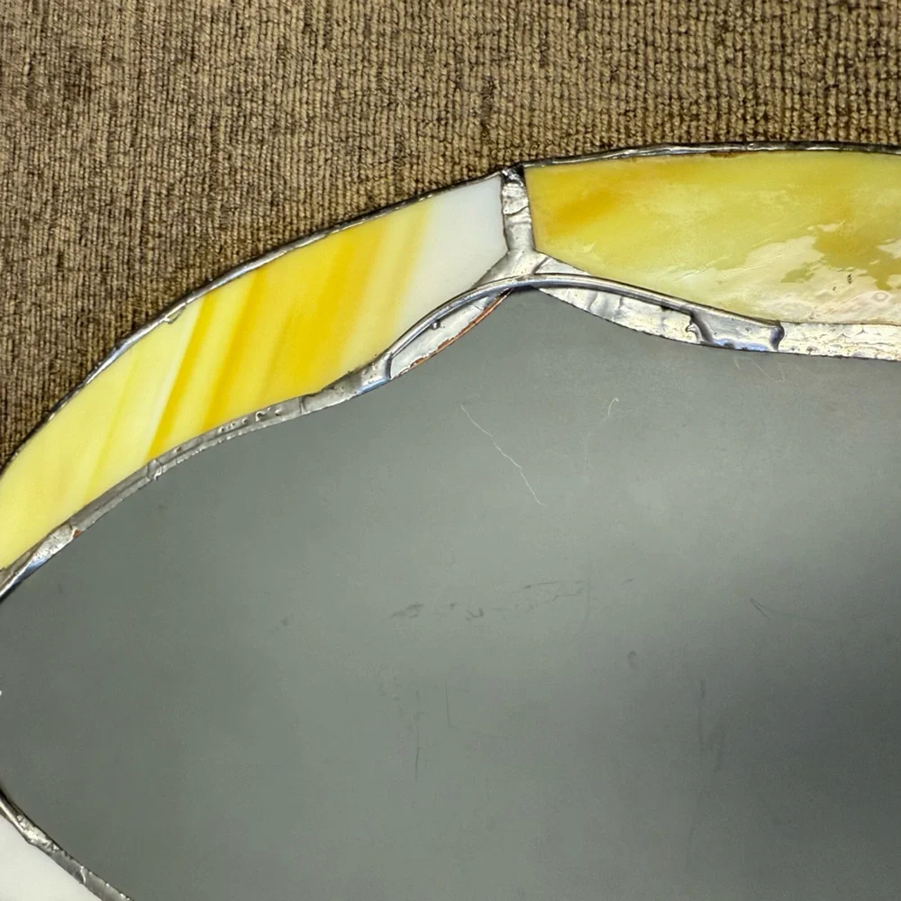 Vintage Yellow Stained Glass Accent Wall Mirror
